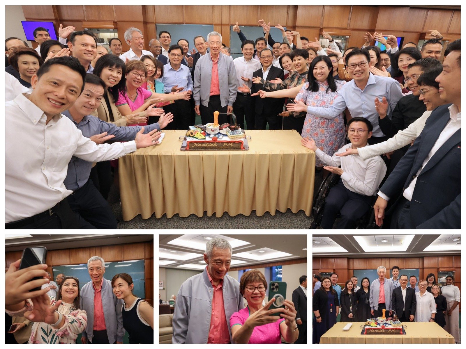 李显龙周三（5月8日）最后一次以总理身分出席国会，众议员在国会休会后为他献上蛋糕，向他表达谢意。